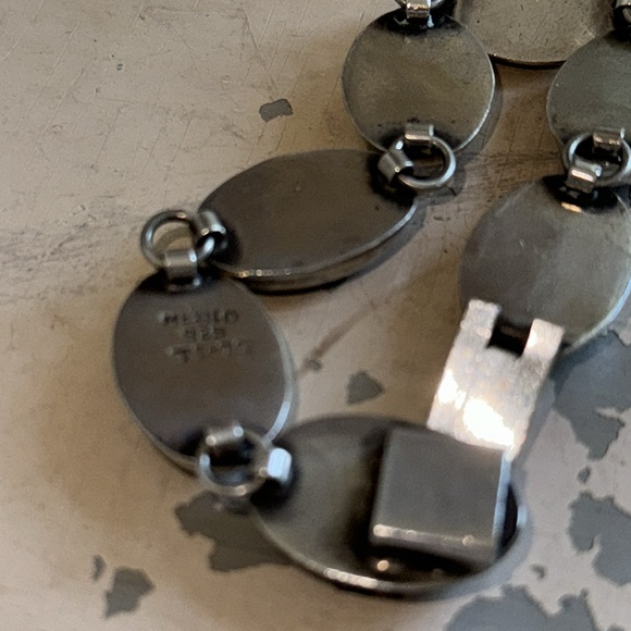 Vintage Sterling silver and Onyx link bracelet 7 1/2” Mexico 925 - Picture 5 of 9